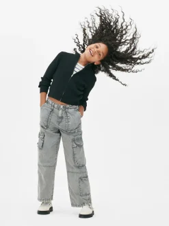 Gerippter Cardigan Mit Reißverschluss