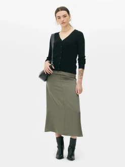 Gerippter Cardigan Mit V-Ausschnitt