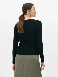 Gerippter Cardigan Mit V-Ausschnitt