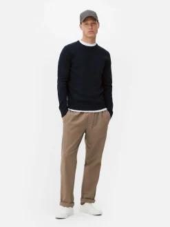 Gerippter Pullover Mit Rundhalsausschnitt