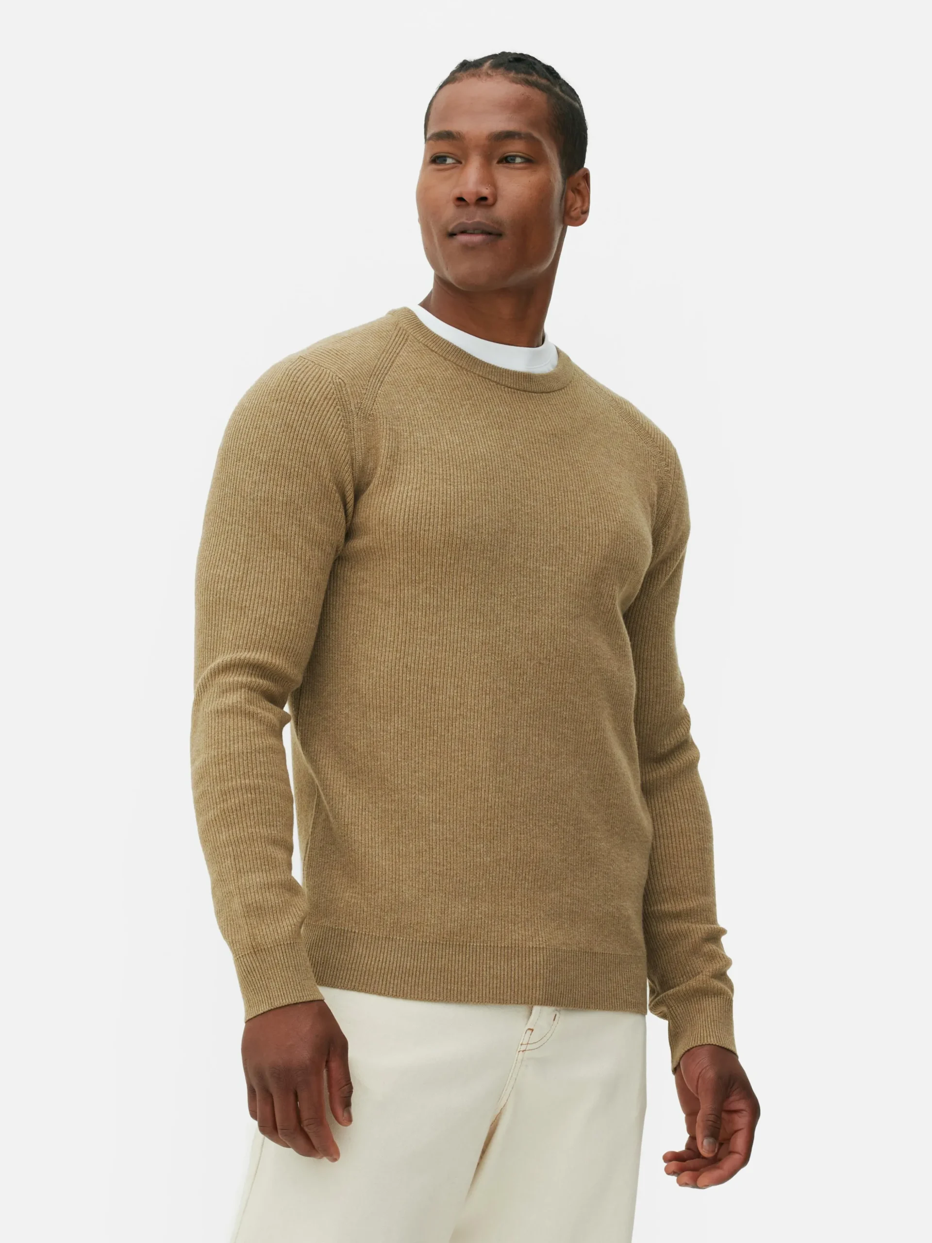 Gerippter Pullover Mit Rundhalsausschnitt