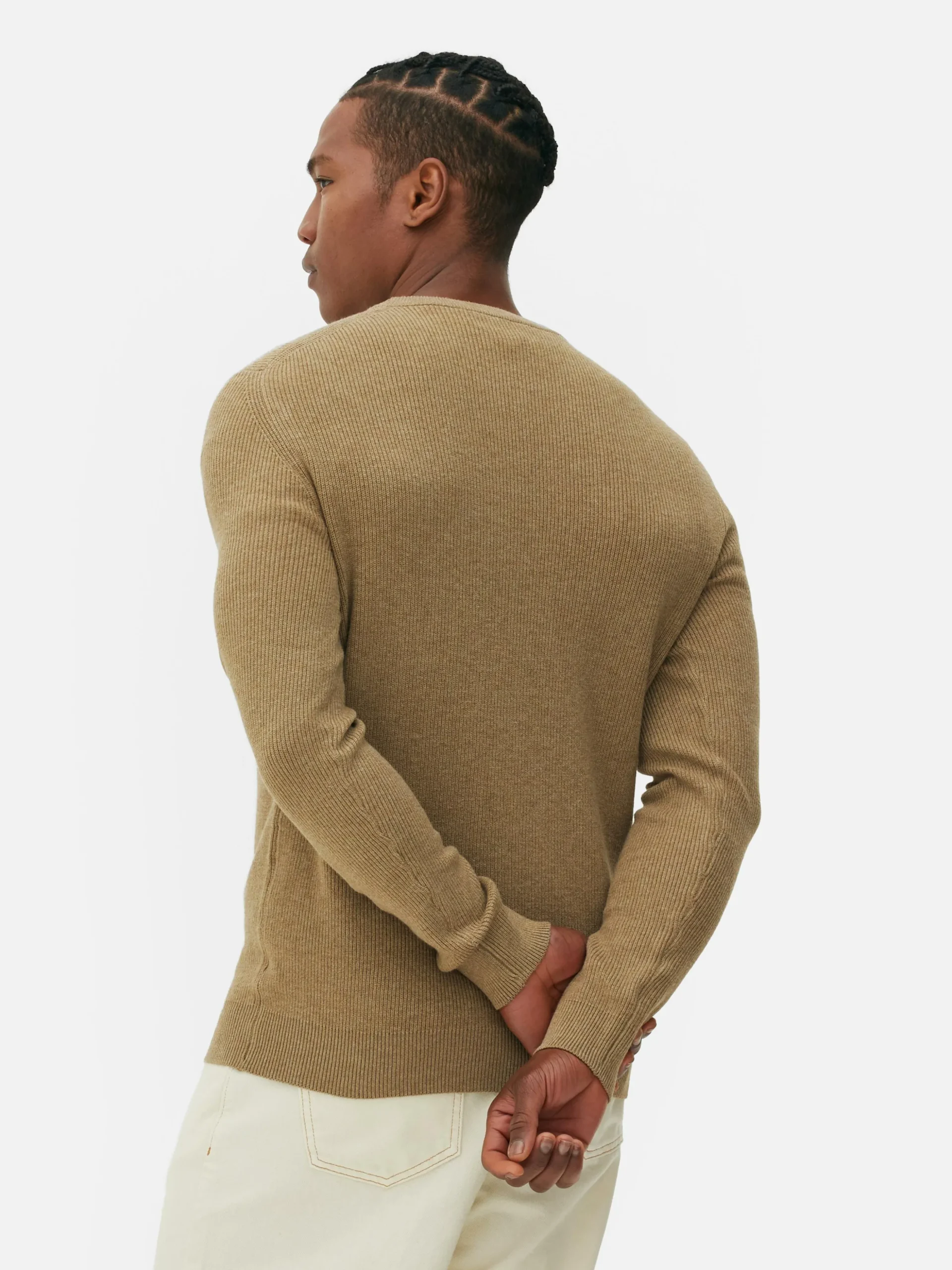 Gerippter Pullover Mit Rundhalsausschnitt