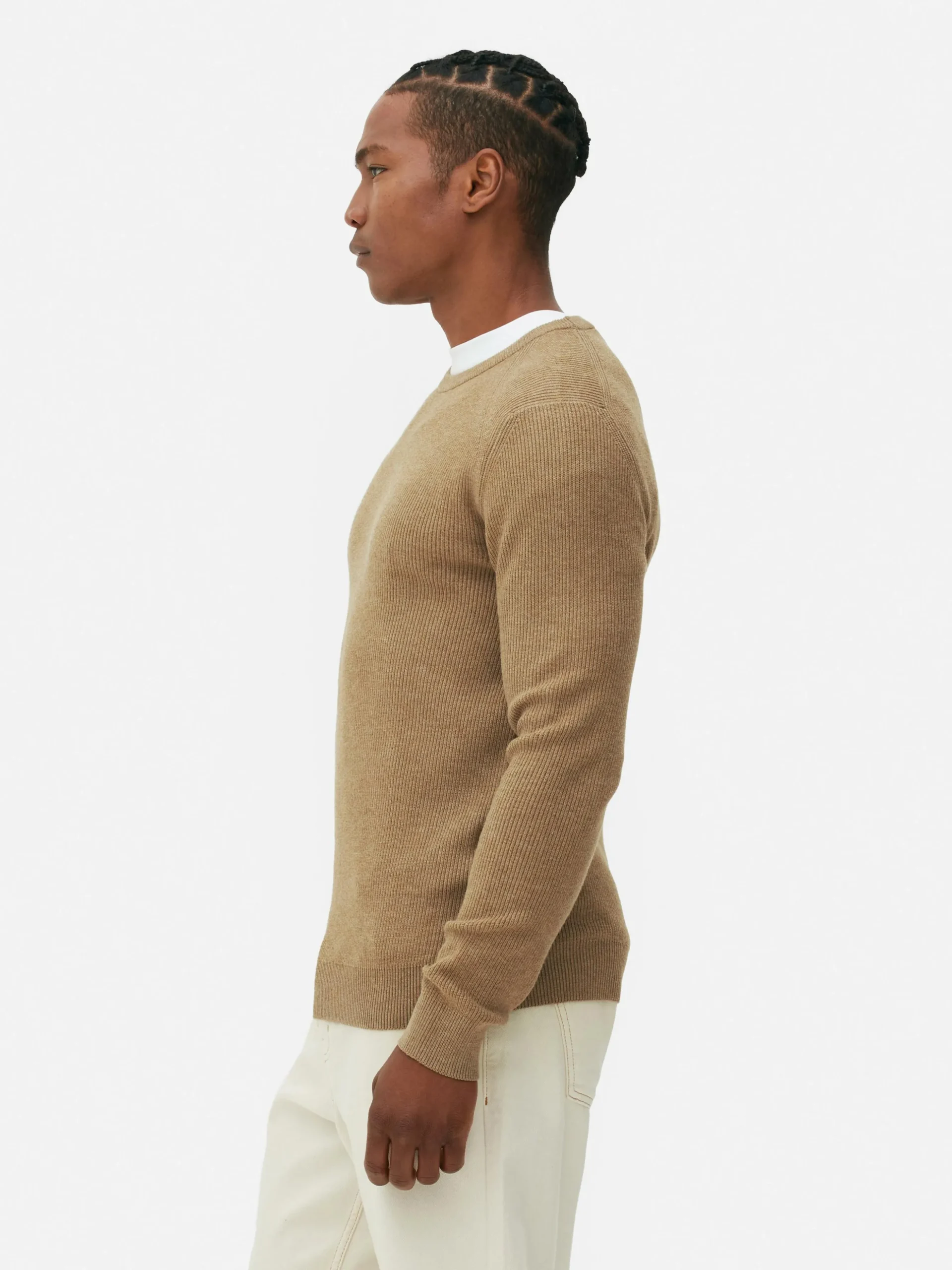 Gerippter Pullover Mit Rundhalsausschnitt
