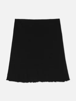 Gerippter Rock Mit Gekräuseltem Saum