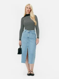 Geripptes, Hochgeschlossenes Top