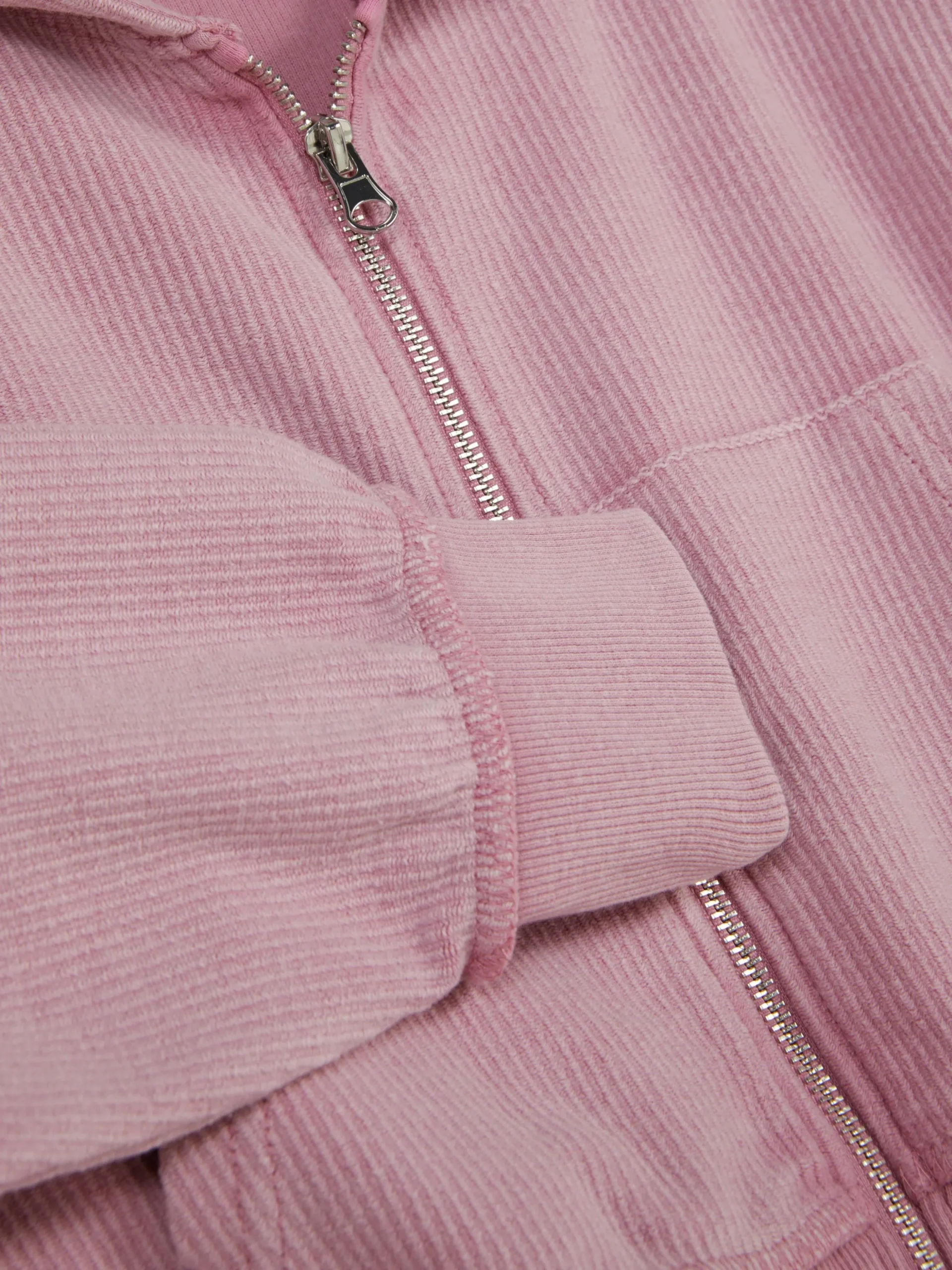 Geripptes Hoodie Mit Reißverschluss