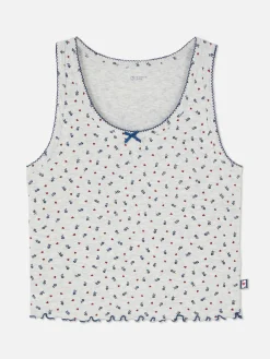 Geripptes Schlafanzug-Tanktop Mit Blümchenmuster