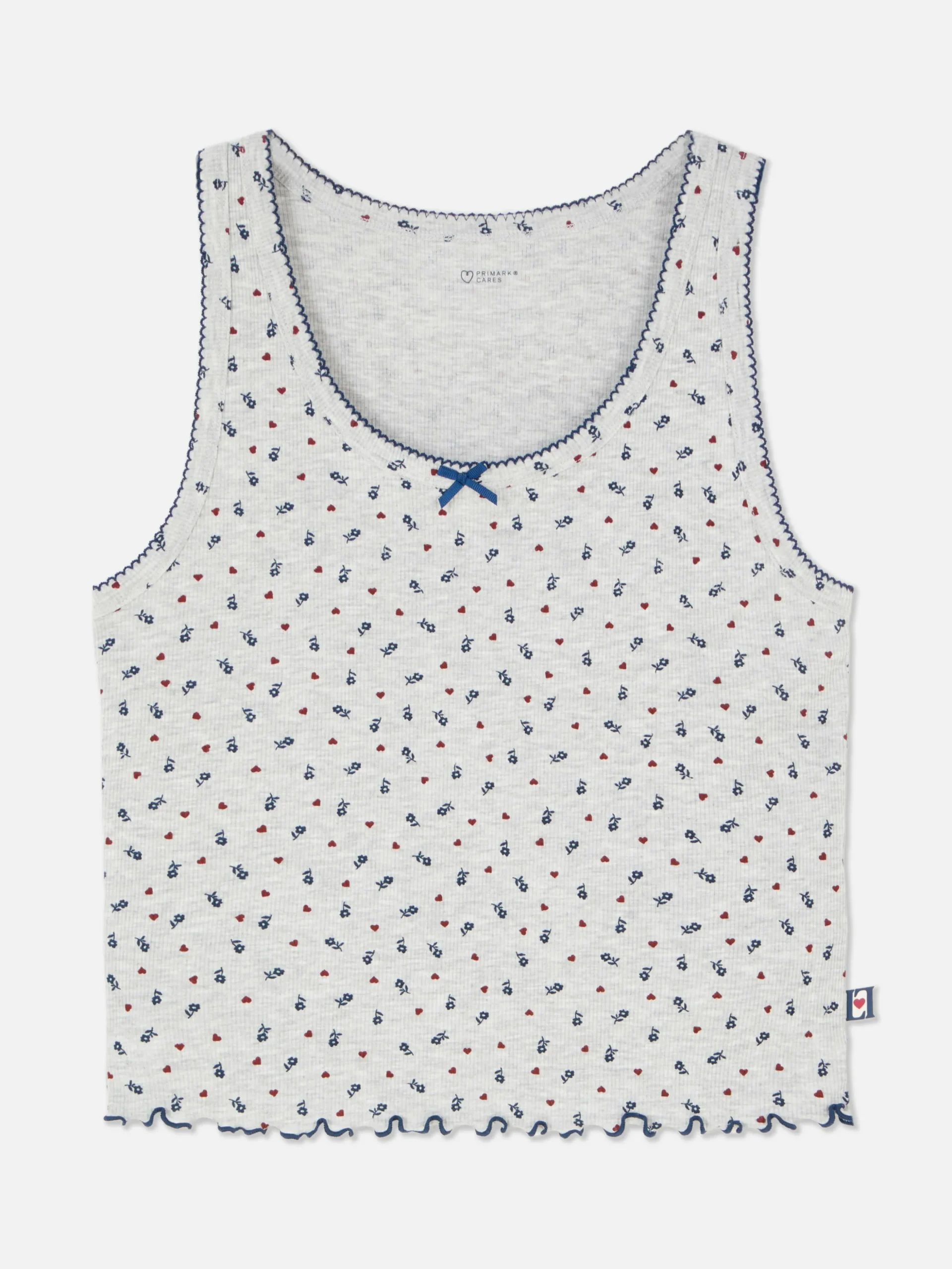 Geripptes Schlafanzug-Tanktop Mit Blümchenmuster