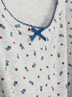 Geripptes Schlafanzug-Tanktop Mit Blümchenmuster