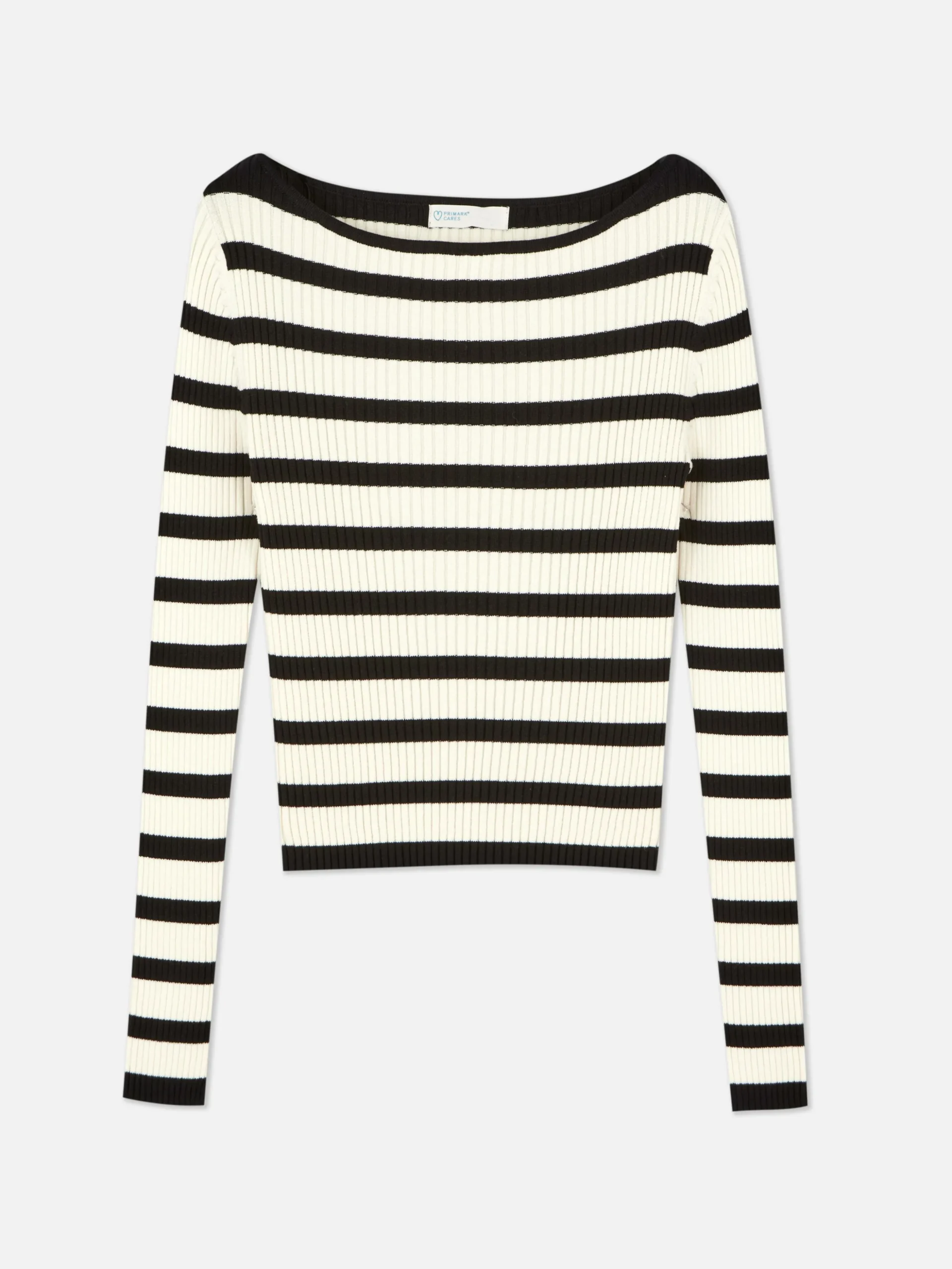 Geripptes Top Mit U-Boot-Ausschnitt