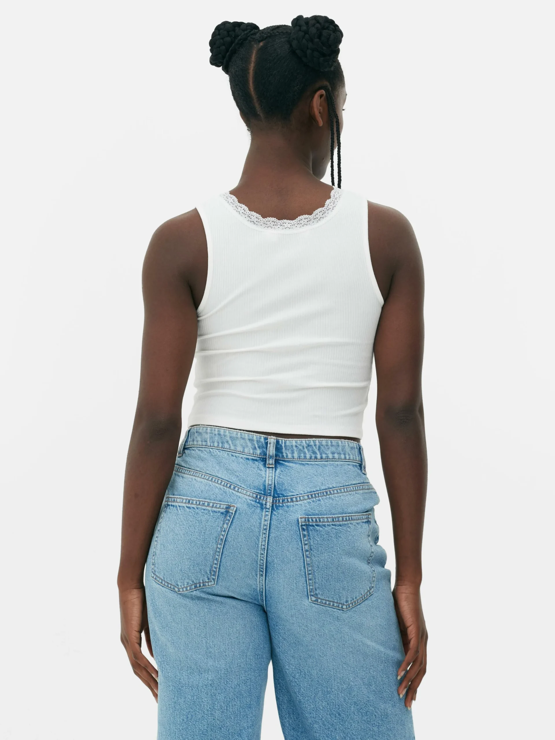 Geripptes Trägertop Mit Spitzenbesatz