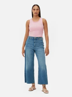 Geripptes Trägertop Mit Spitzenbesatz