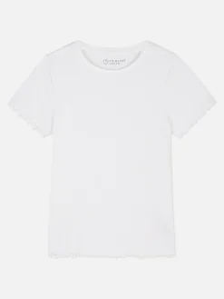 Geripptes T-Shirt Mit Gekräuseltem Saum