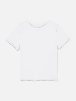 Geripptes T-Shirt Mit Gekräuseltem Saum