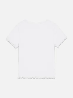 Geripptes T-Shirt Mit Gekräuseltem Saum