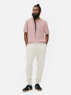 Geripptes T-Shirt Mit Rundhalsausschnitt