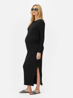 Geripptes Umstands-Midikleid