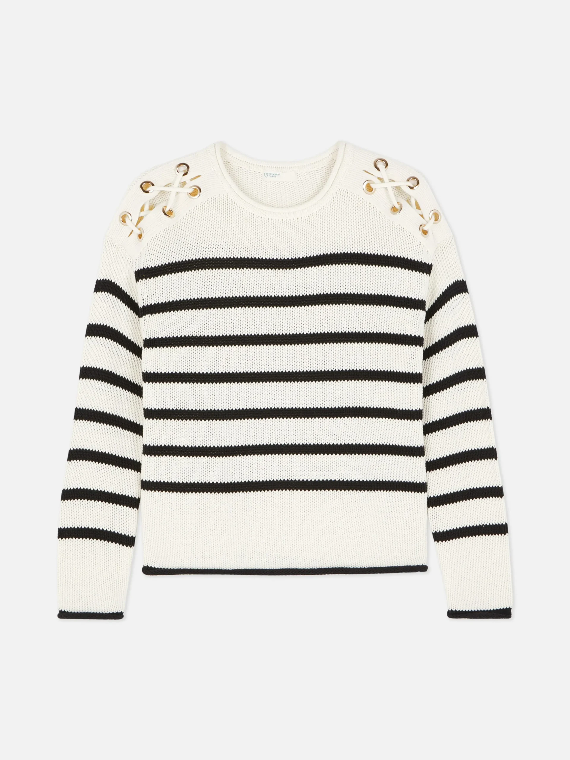 Gestreifter Pullover Mit Schnürung Im Schulterbereich