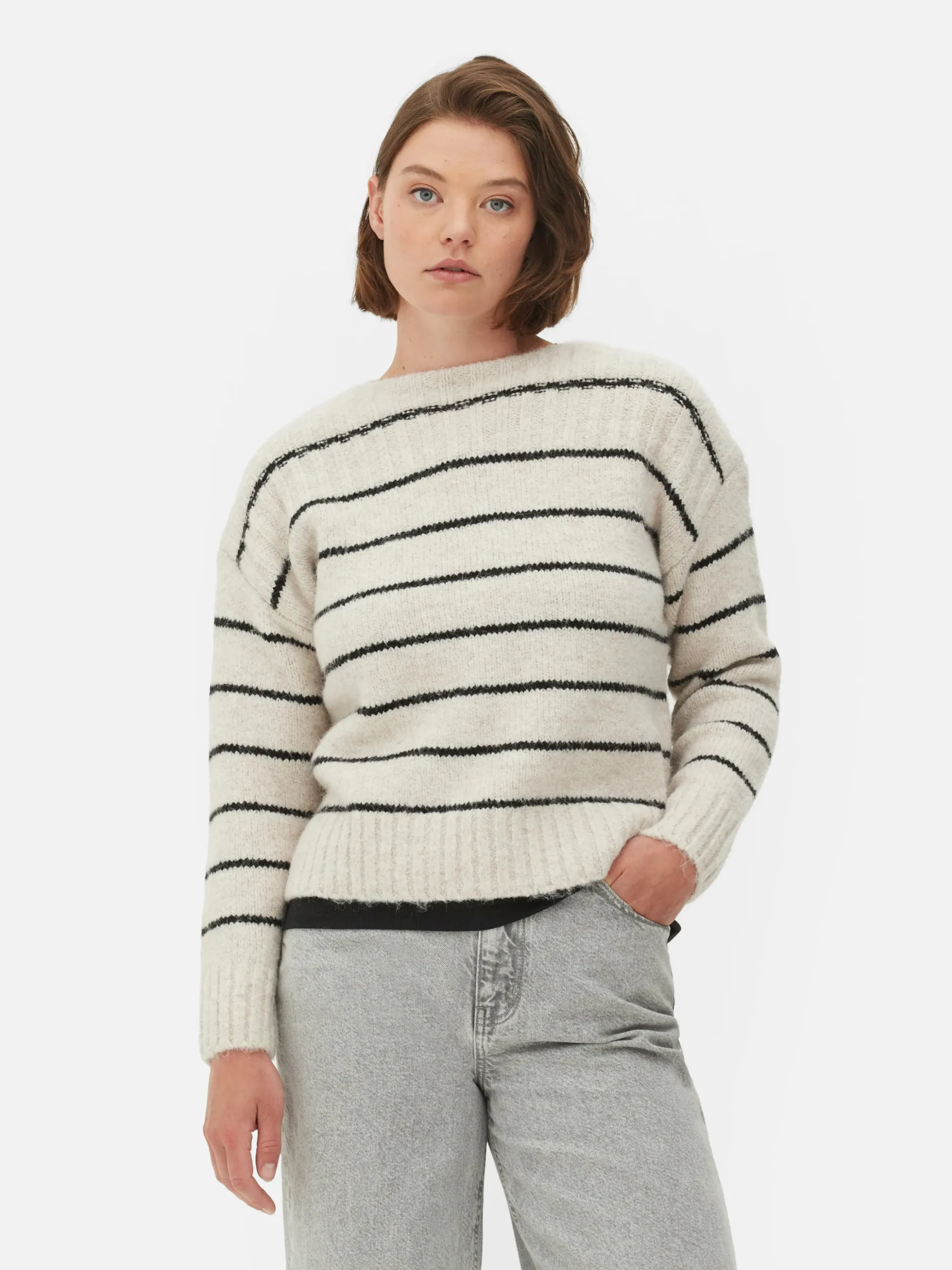 Gestreifter Pullover Mit Geradem Schnitt
