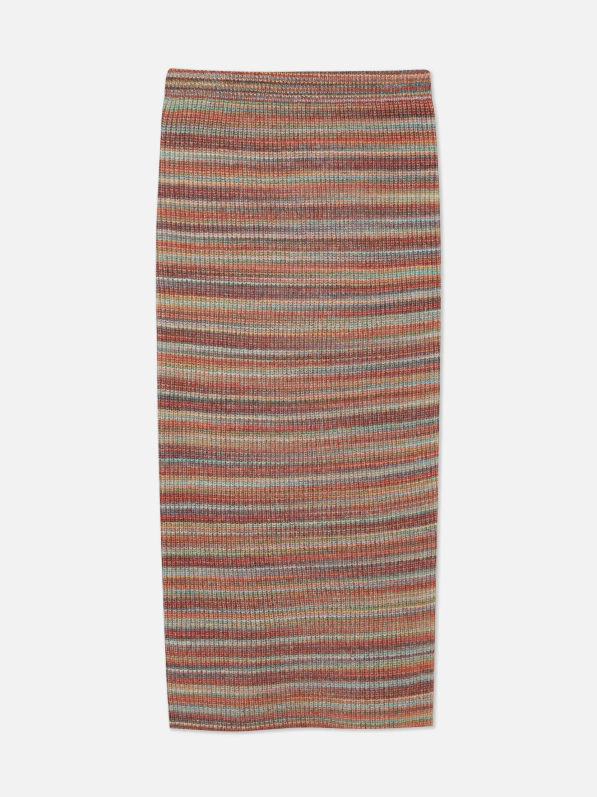 Gestreifter „Rita Ora“ Strick-Midirock Zum Kombinieren