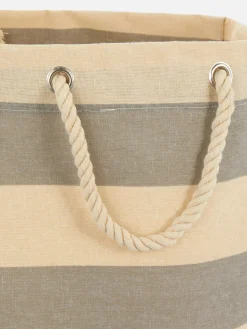 Gestreifter Wäschekorb Aus Leinen