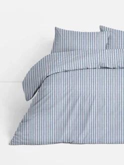 Gestreiftes Bettwäscheset Aus Seersucker, Super-Kingsize