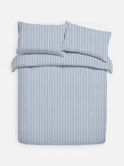 Gestreiftes Bettwäscheset Aus Seersucker, Super-Kingsize