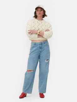 Grobmaschiger „Rita Ora“ Strickpullover Mit Zopfmuster