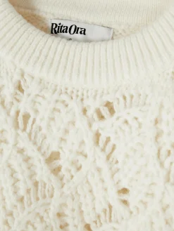 Grobmaschiger „Rita Ora“ Strickpullover Mit Zopfmuster