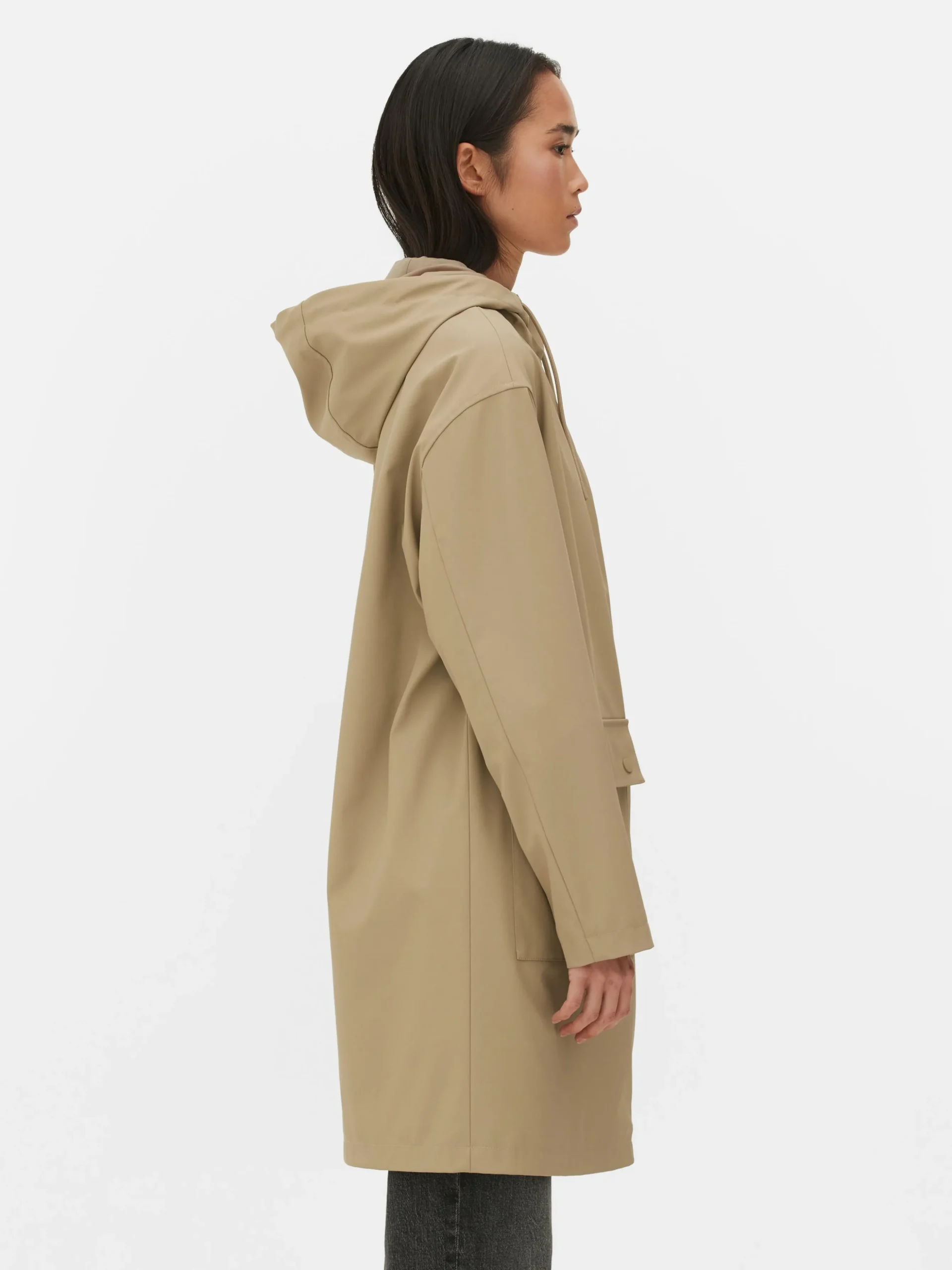 Gummierter Regenmantel Mit Kapuze