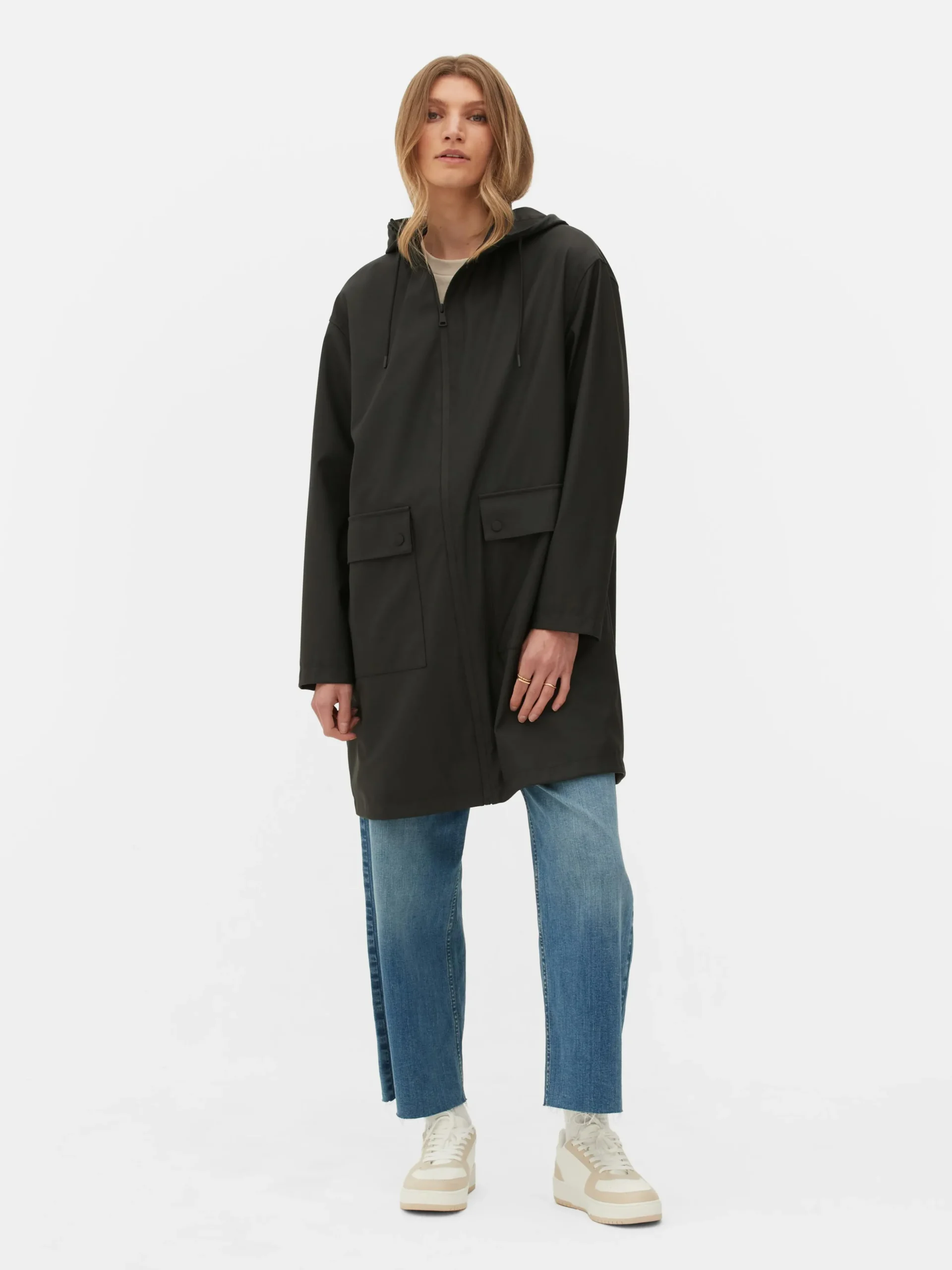 Gummierter Regenmantel Mit Kapuze