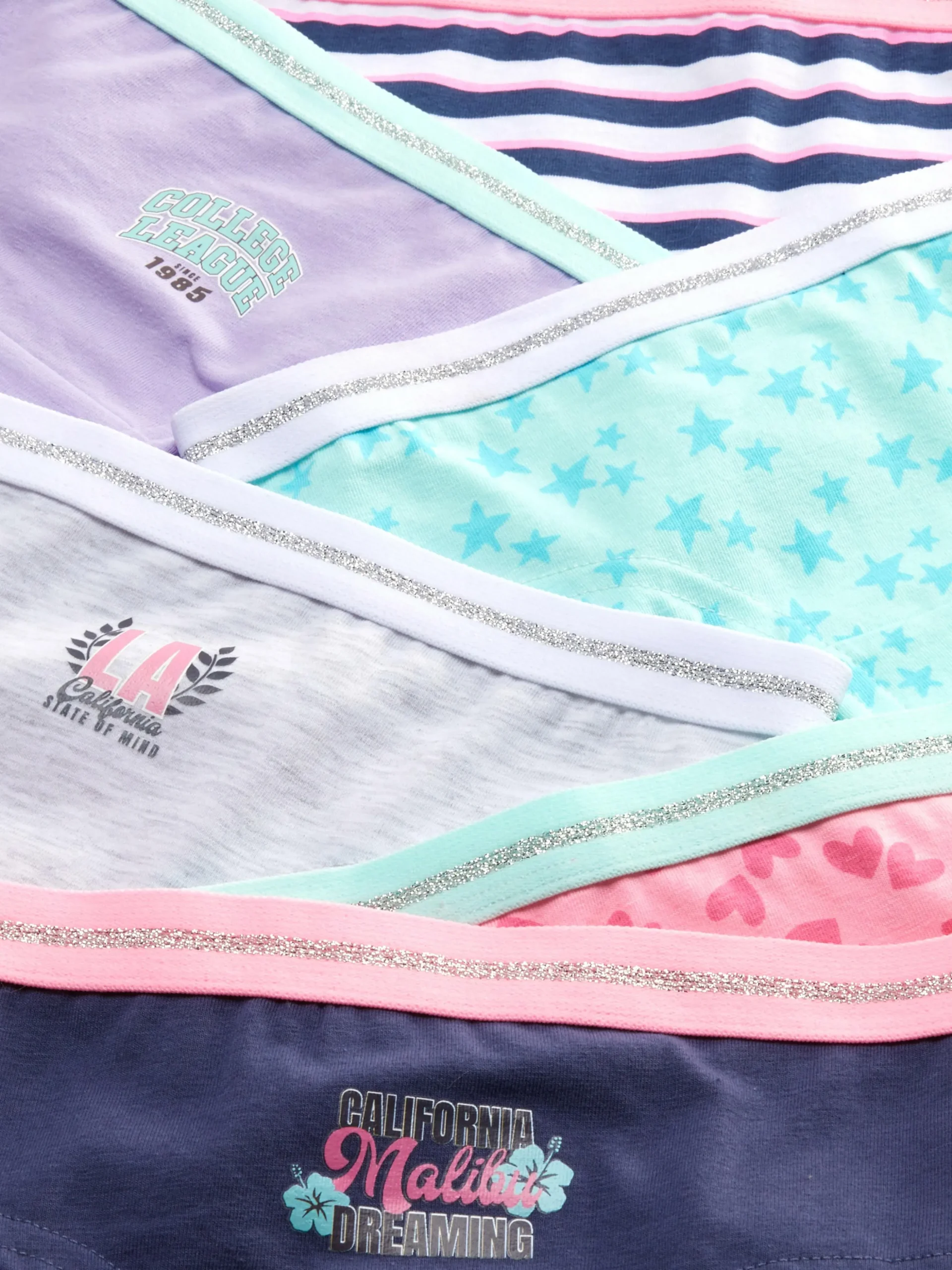 Hipster-Slips Mit Glitzerndem Bund, 6er-Pack