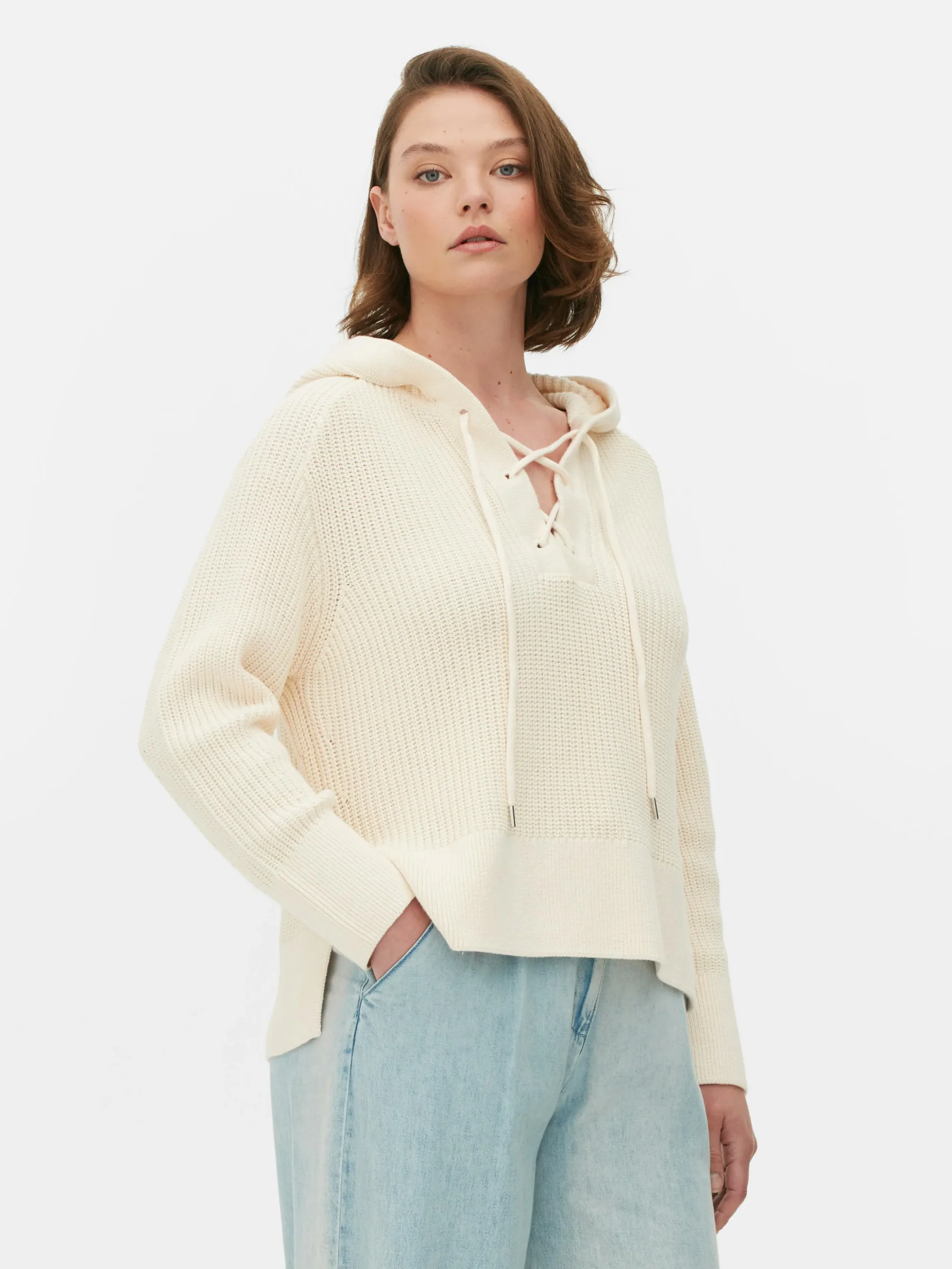 Hoodie Mit Schnürausschnitt