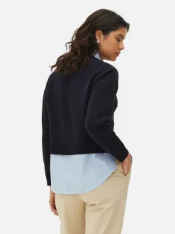 2-in-1-Set Aus Strickpullover Mit Slogan Und Hemd