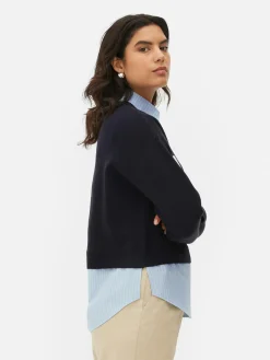 2-in-1-Set Aus Strickpullover Mit Slogan Und Hemd