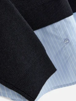 2-in-1-Set Aus Strickpullover Mit Slogan Und Hemd