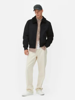 Jacke In Wildleder-Optik Mit Borg-Kragen