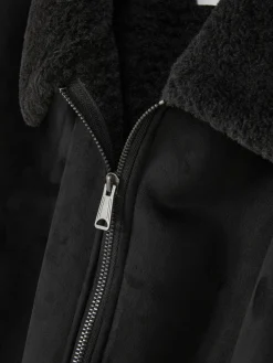 Jacke In Wildleder-Optik Mit Borg-Kragen