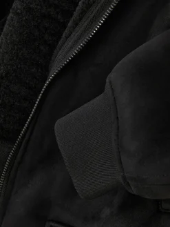 Jacke In Wildleder-Optik Mit Borg-Kragen