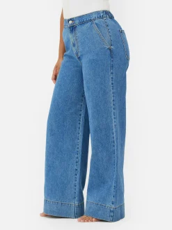 Jeans Mit Weitem Bein Und Elastikbund