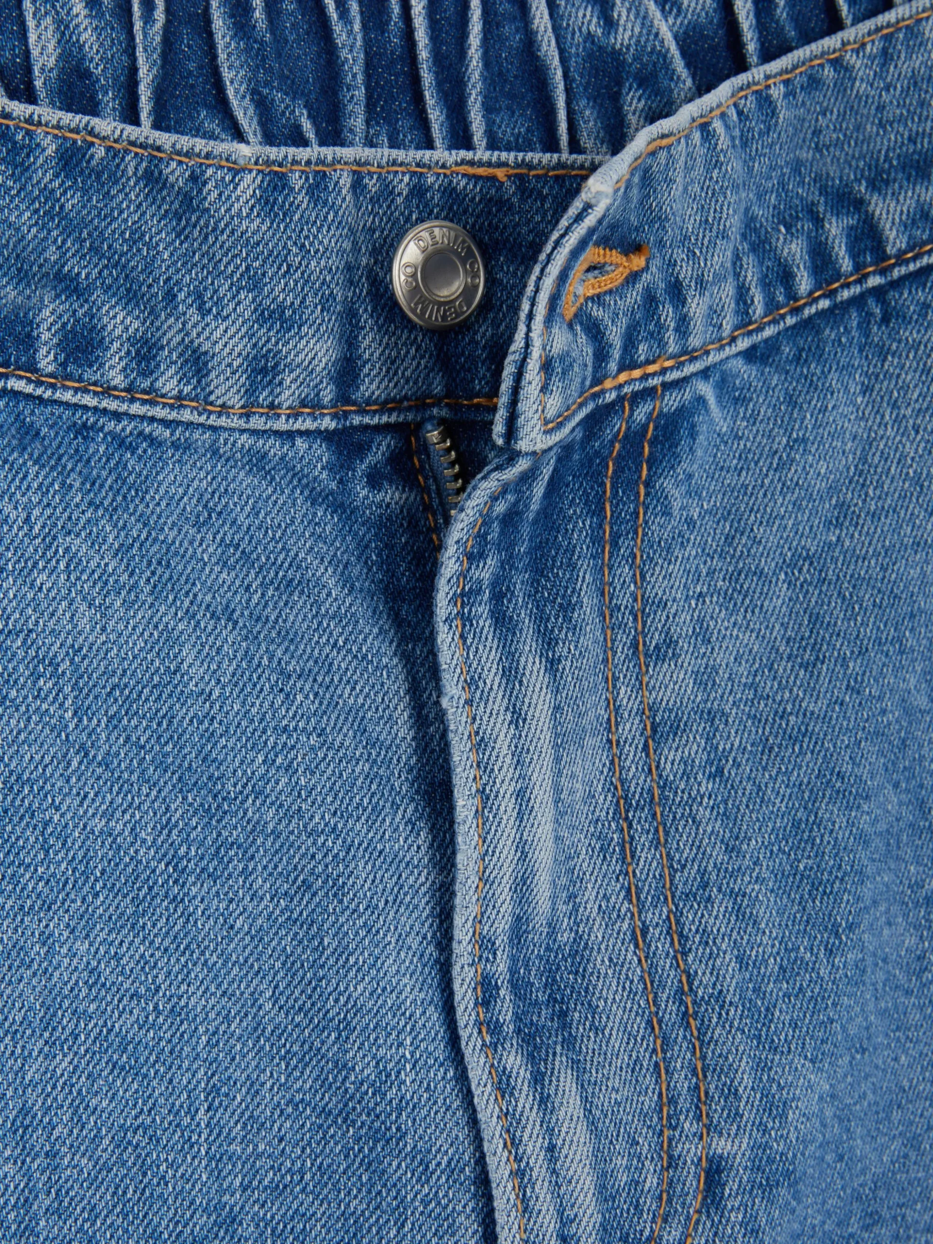 Jeans Mit Weitem Bein Und Elastikbund