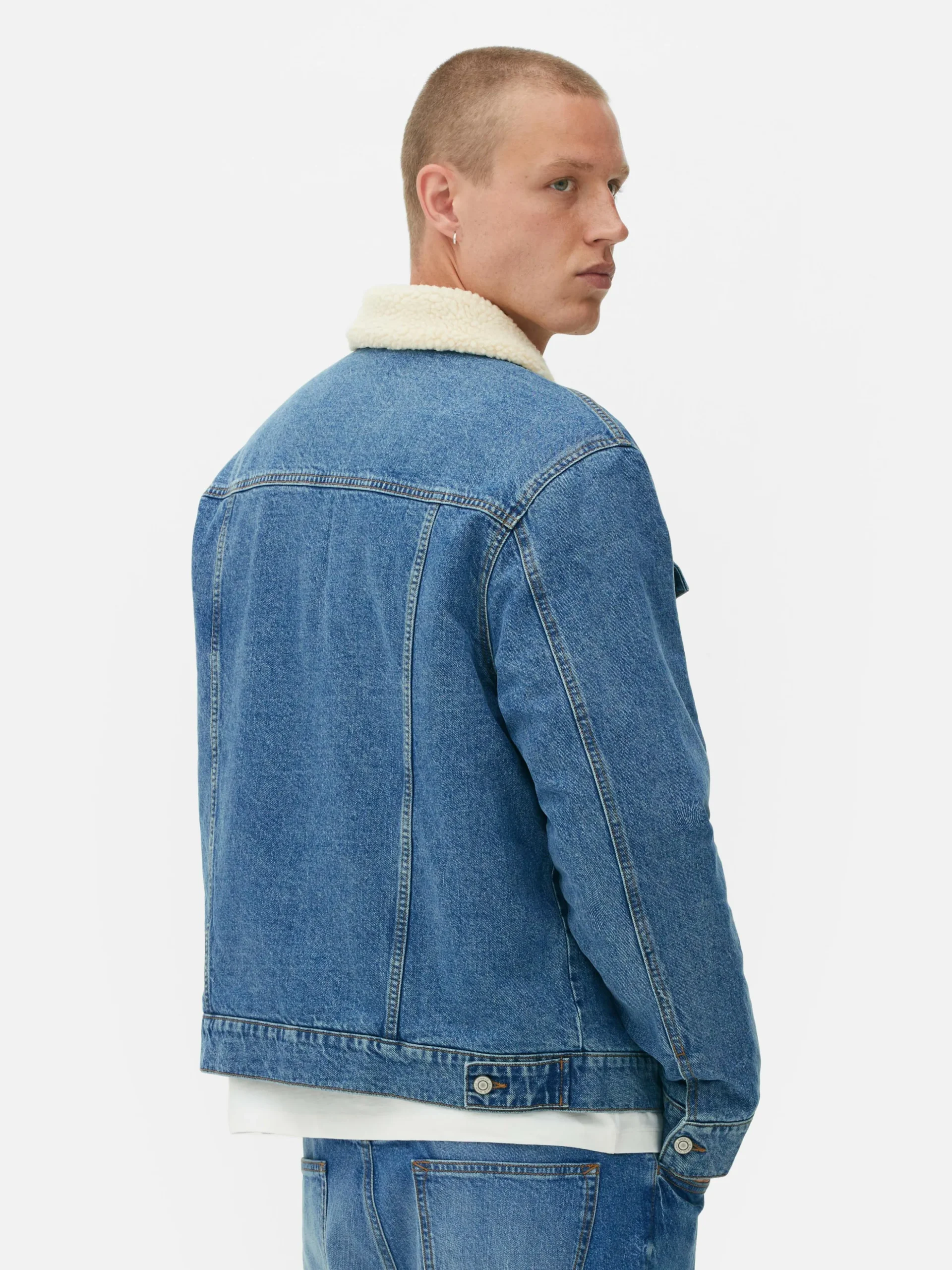 Jeansjacke Mit Borgkragen