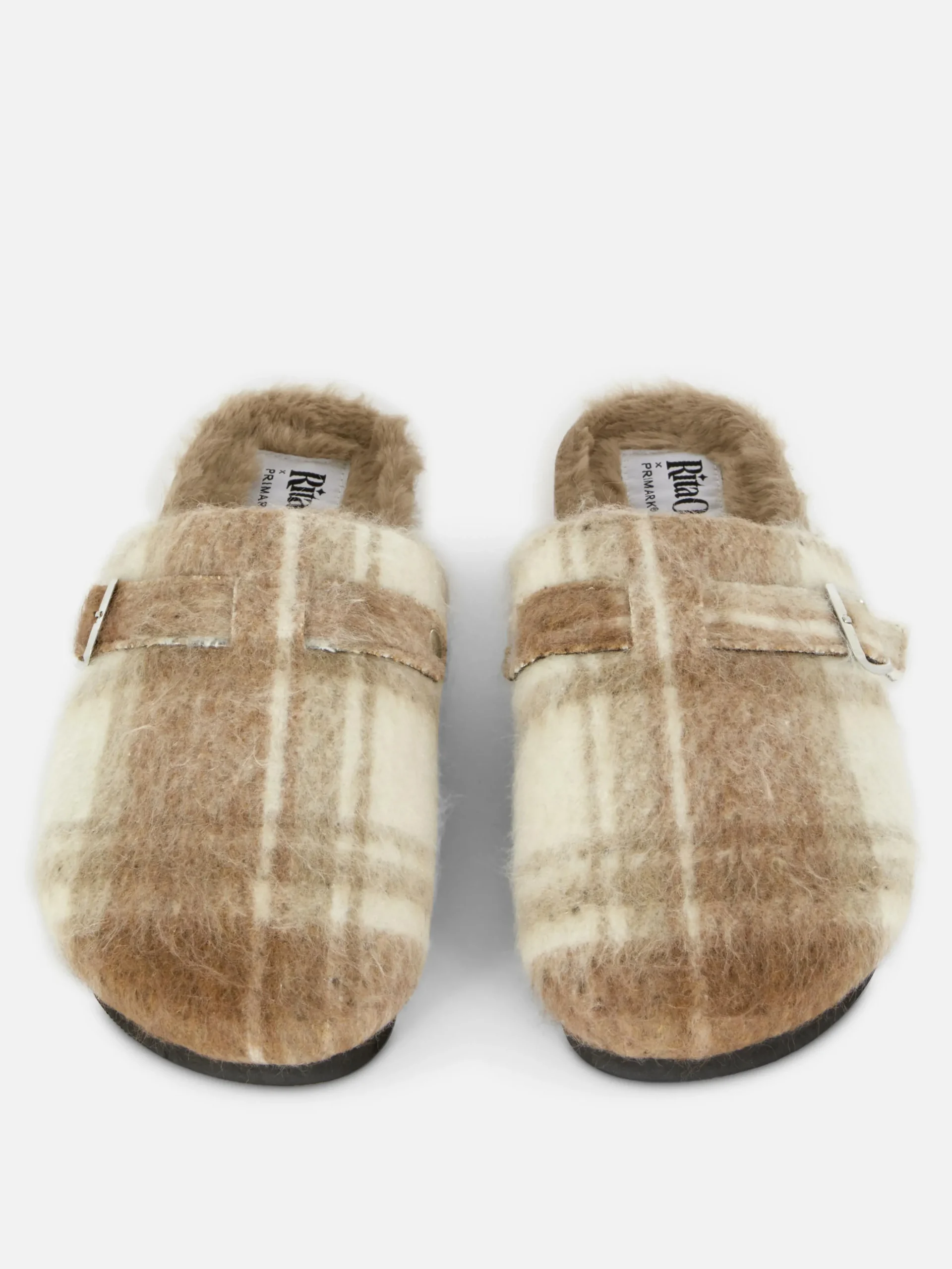 Karierte „Rita Ora“ Clog-Mules Mit Kunstfellfutter