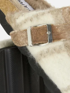 Karierte „Rita Ora“ Clog-Mules Mit Kunstfellfutter