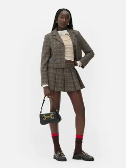 Karierter „Rita Ora“ Mini-Skort Mit Trensendetails