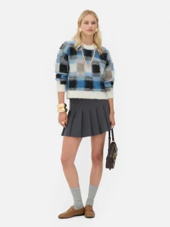 Karierter „Rita Ora“ Pullover Aus Gebürstetem Stoff