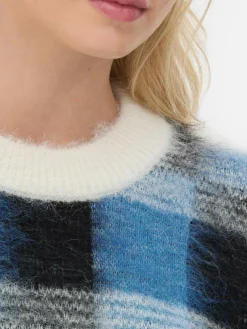 Karierter „Rita Ora“ Pullover Aus Gebürstetem Stoff