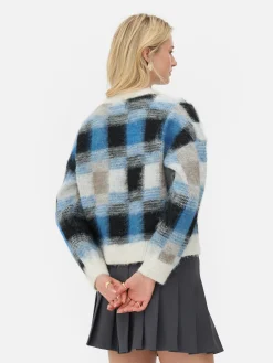 Karierter „Rita Ora“ Pullover Aus Gebürstetem Stoff