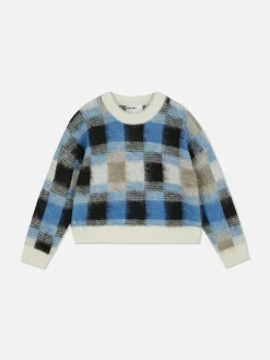 Karierter „Rita Ora“ Pullover Aus Gebürstetem Stoff