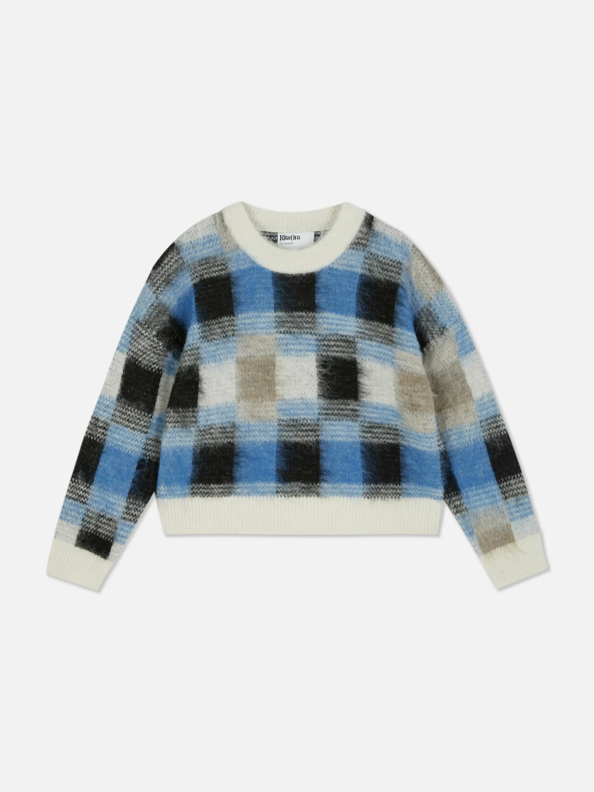 Karierter „Rita Ora“ Pullover Aus Gebürstetem Stoff